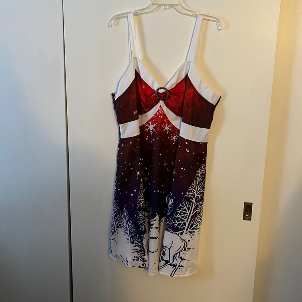 Rosegal nwt reindeer red purple white dress